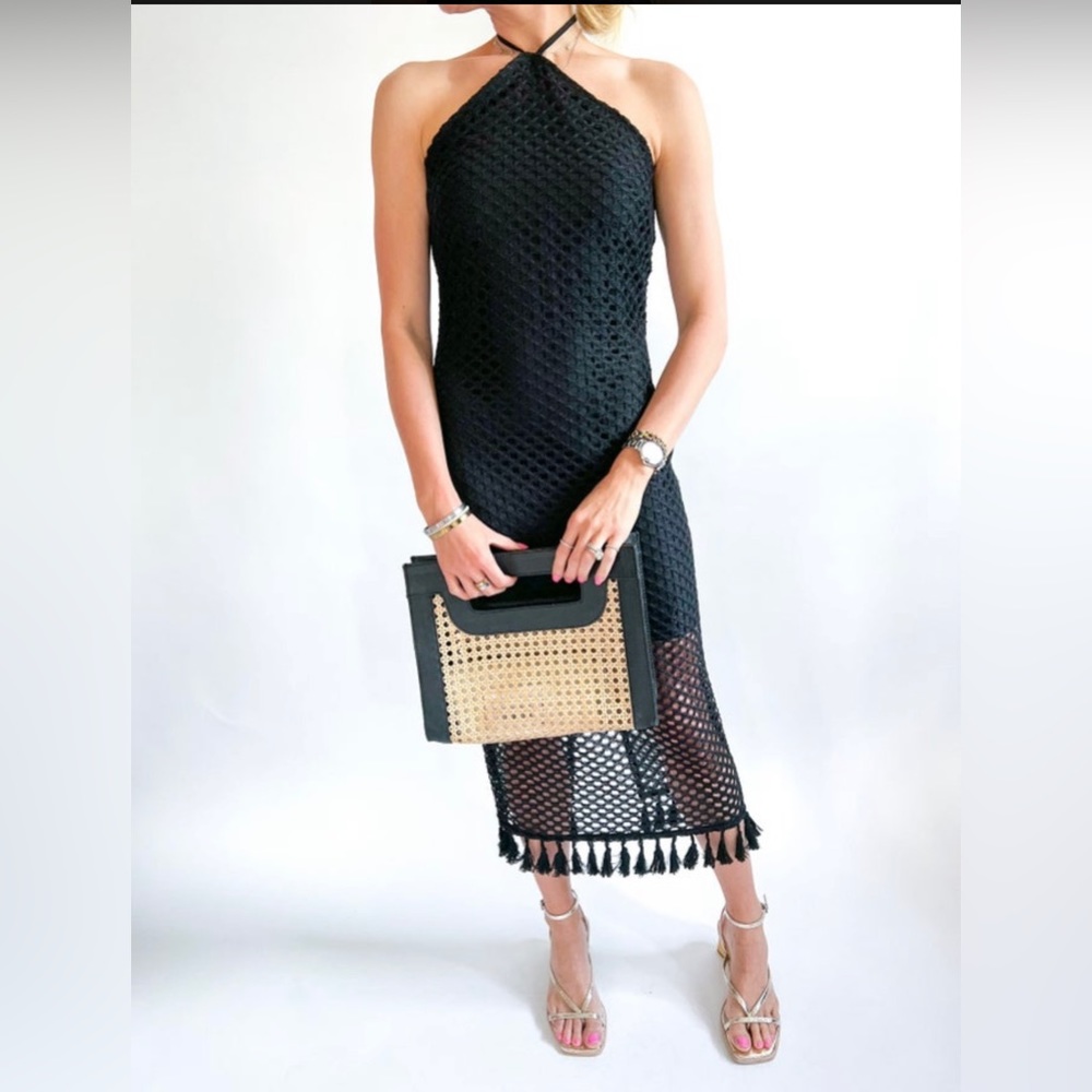 Halter Neck Crochet Midi Dress